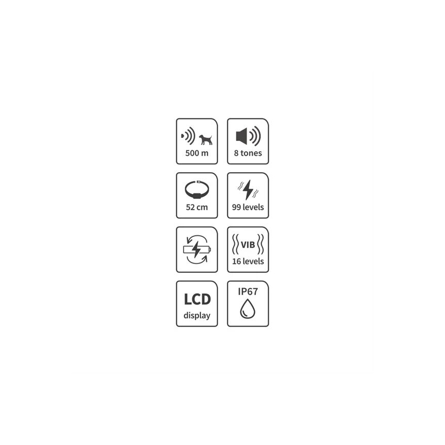 Coleira de treino elétrica para cães 52cm 500m 3,7V IP67
