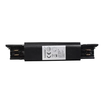 Conector para iluminações em sistema de carril trifásico TRACK preto tipo plano