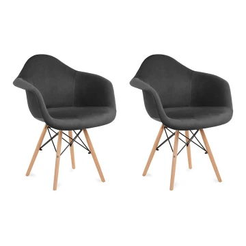CONJUNTO 2x Cadeira de refeição NEREA 80x60,5 cm cinzento/faia