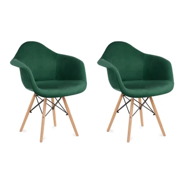 CONJUNTO 2x Cadeira de refeição NEREA 80x60,5 cm verde/faia