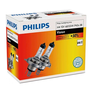 CONJUNTO 2x Lâmpada de carro Philips VISION 12342PRC2 H4 P43t-38/60W/55W/12V