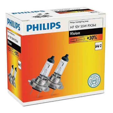 CONJUNTO 2x Lâmpada de carro Philips VISION 12972PRC2 H7 PX26d/55W/12V