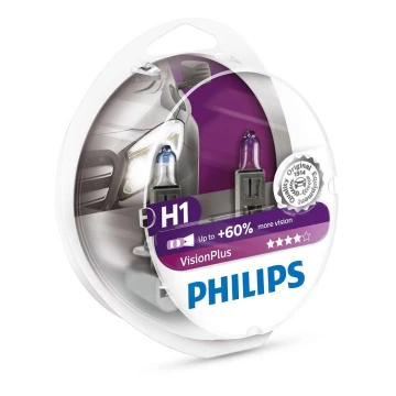 CONJUNTO 2x Lâmpada de carro Philips VISION PLUS 12258VPS2 H1 P14,5s/55W/12V