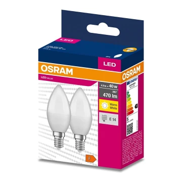 CONJUNTO 2x Lâmpada LED B35 E14/4,9W/230V 3000K - Osram