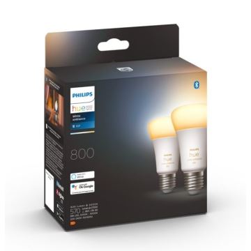 CONJUNTO 2x Lâmpada LED com regulação Philips Hue WHITE AMBIANCE E27/6W/230V 2200-6500K