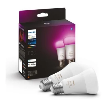 CONJUNTO 2x Lâmpada LED com regulação Philips Hue White And Color Ambiance A60 E27/9W/230V 2000-6500K