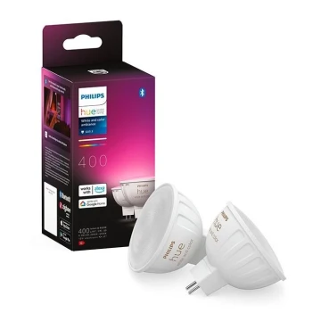 CONJUNTO 2x Lâmpada LED RGBW com regulação Philips Hue White And Color Ambiance GU5,3/MR16/6,3W/12V 2000-6500K