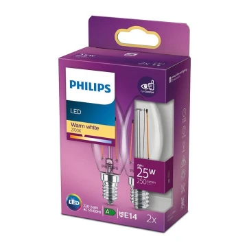 CONJUNTO 2x Lâmpada LED VINTAGE Philips E14/2W/230V 2700K