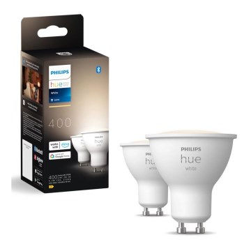 CONJUNTO 2x Lâmpadas LED com regulação Philips Hue WHITE GU10/4,2W/230V 2700K