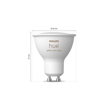 CONJUNTO 2x Lâmpadas LED RGBW com regulação Philips Hue White And Color Ambiance GU10/4,2W/230V 2000-6500K