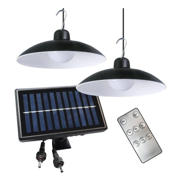 CONJUNTO 2x LED Iluminação solar suspensa com regulação e sensor de crepúsculo LED/6W/3,7V 2000 mAh IP44 + controlo remoto