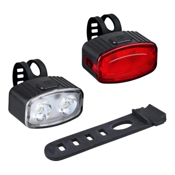 CONJUNTO 2x LED Luz de bicicleta recarregável regulável 350mAh IP44 vermelho/branco