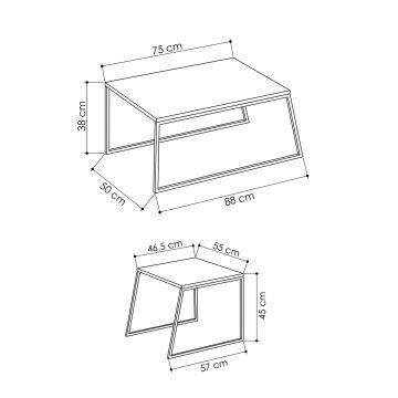 CONJUNTO 2x Mesa de centro PAL bege/preto