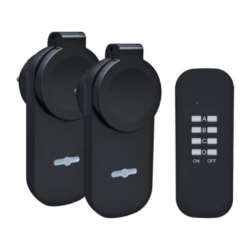 CONJUNTO 2x Tomada exterior + controlo remoto IP44