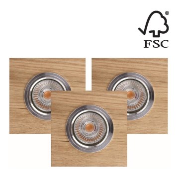 CONJUNTO 3x Focos de encastrar LED VITAR 1xGU10/5W/230V CRI 90 carvalho – FSC certificado