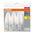 CONJUNTO 3x Lâmpada LED B40 E14/4W/230V 2700K - Osram