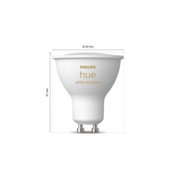 CONJUNTO 3x Lâmpadas LED com regulação Philips Hue WHITE AMBIANCE GU10/4,2W/230V 2200-6500K