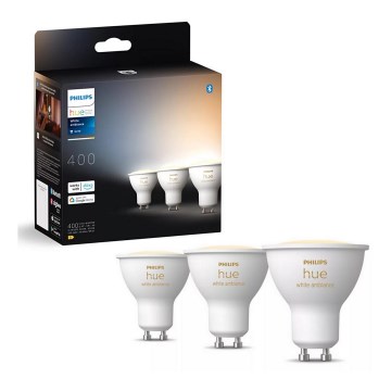 CONJUNTO 3x Lâmpadas LED com regulação Philips Hue WHITE AMBIANCE GU10/4,2W/230V 2200-6500K