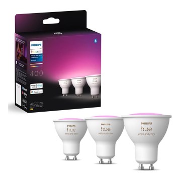 CONJUNTO 3x Lâmpadas LED RGBW com regulação Philips Hue WHITE AND COLOR AMBIANCE GU10/4,2W/230V 2000-6500K