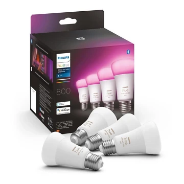 CONJUNTO 4x Lâmpada LED com regulação Philips Hue White And Color Ambience E27/6,5W/230V 2000-6500K