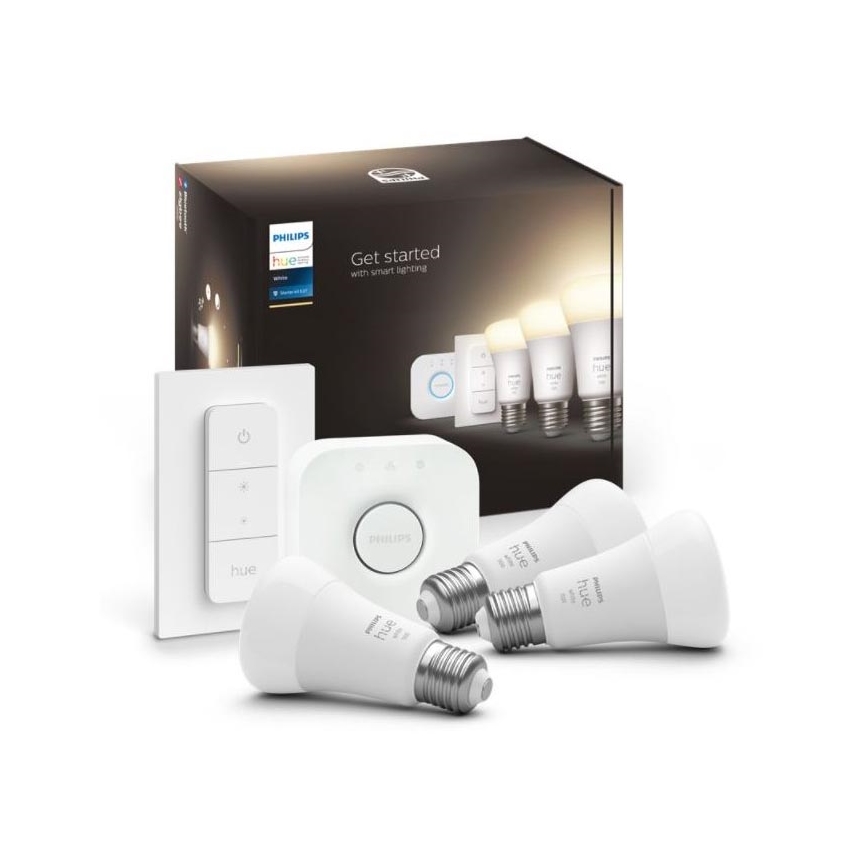 Conjunto básico Philips Hue WHITE 3xE27/9,5W 2700K + dispositivo de interligação