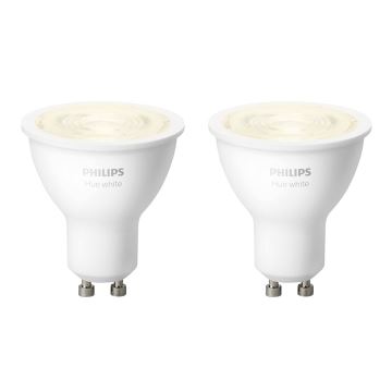 CCONJUNTO de 2 Lâmpadas LED com regulação Philips Hue WHITE GU10/5.2W/230V 2700K