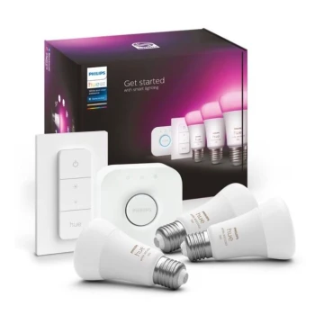 Conjunto de iniciação Philips Hue WHITE AND COLOR AMBIANCE  3xE27/9W 2000-6500K + dispositivo de interligação