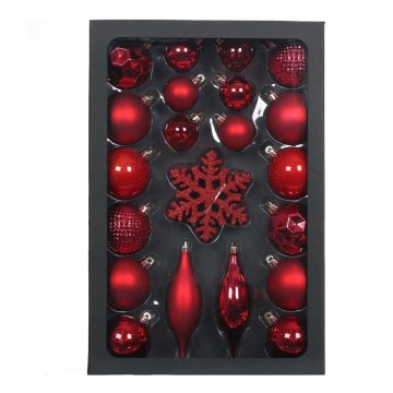 Conjunto de ornamentos de Natal 25 pcs vermelho