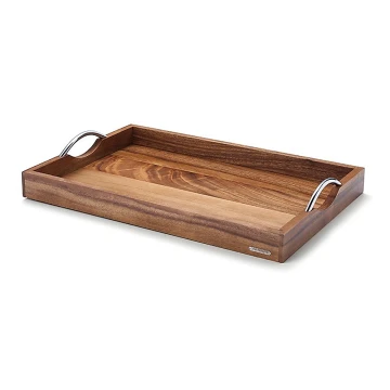 Continenta C4867 - Tabuleiro com pegas metálicas 53x36 cm acacia