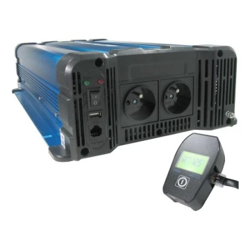 Conversor de voltagem 4000W/12V/230V + controlo remoto com fio