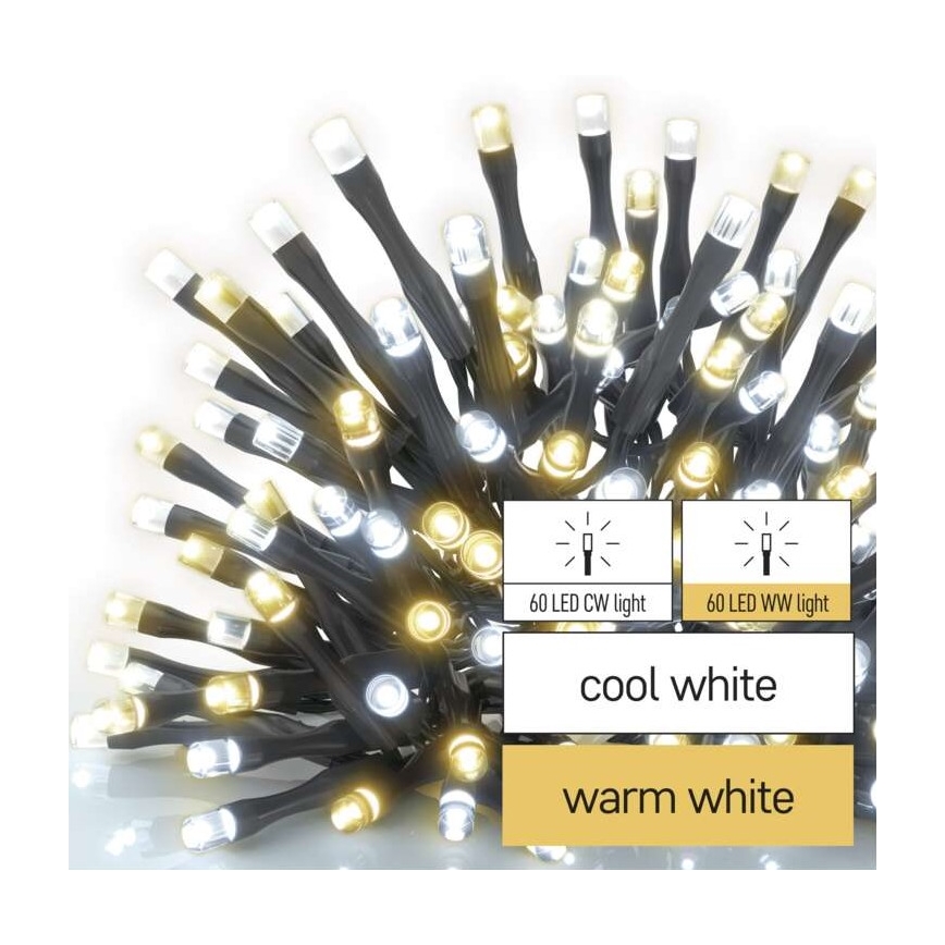 Corrente de Natal exterior LED 120xLED/17m IP44 branco quente/frio