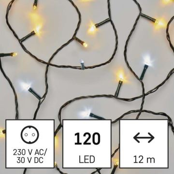 Corrente de Natal exterior LED 120xLED/2 funções 17m IP44 branco quente/frio