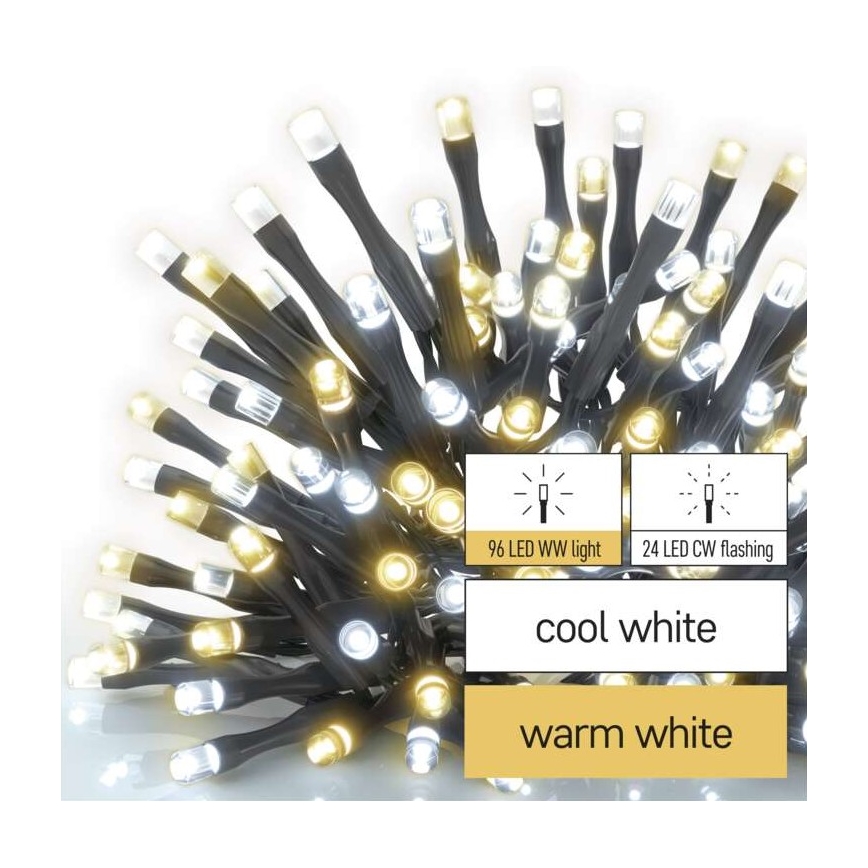 Corrente de Natal exterior LED 120xLED/2 funções 17m IP44 branco quente/frio