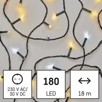 Corrente de Natal exterior LED 180xLED/2 funções 23m IP44 branco quente/frio