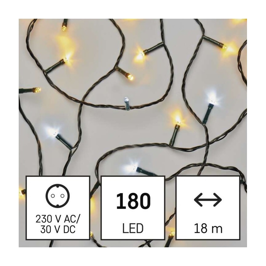 Corrente de Natal exterior LED 180xLED/2 funções 23m IP44 branco quente/frio