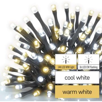 Corrente de Natal exterior LED 180xLED/2 funções 23m IP44 branco quente/frio