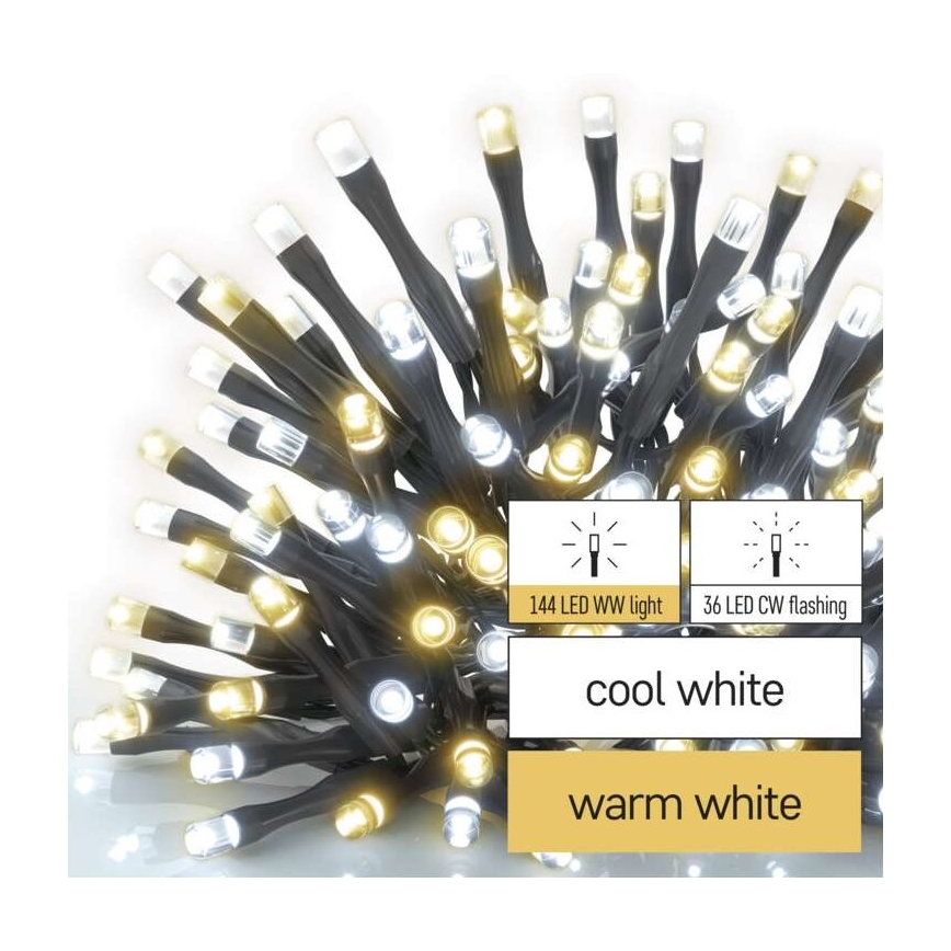 Corrente de Natal exterior LED 180xLED/2 funções 23m IP44 branco quente/frio