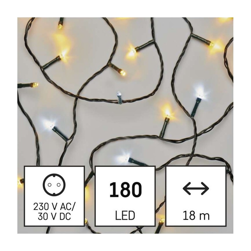 Corrente de Natal exterior LED 180xLED/23m IP44 branco quente/frio