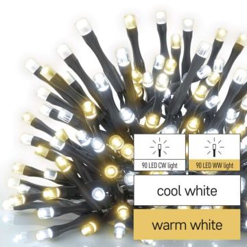 Corrente de Natal exterior LED 180xLED/23m IP44 branco quente/frio