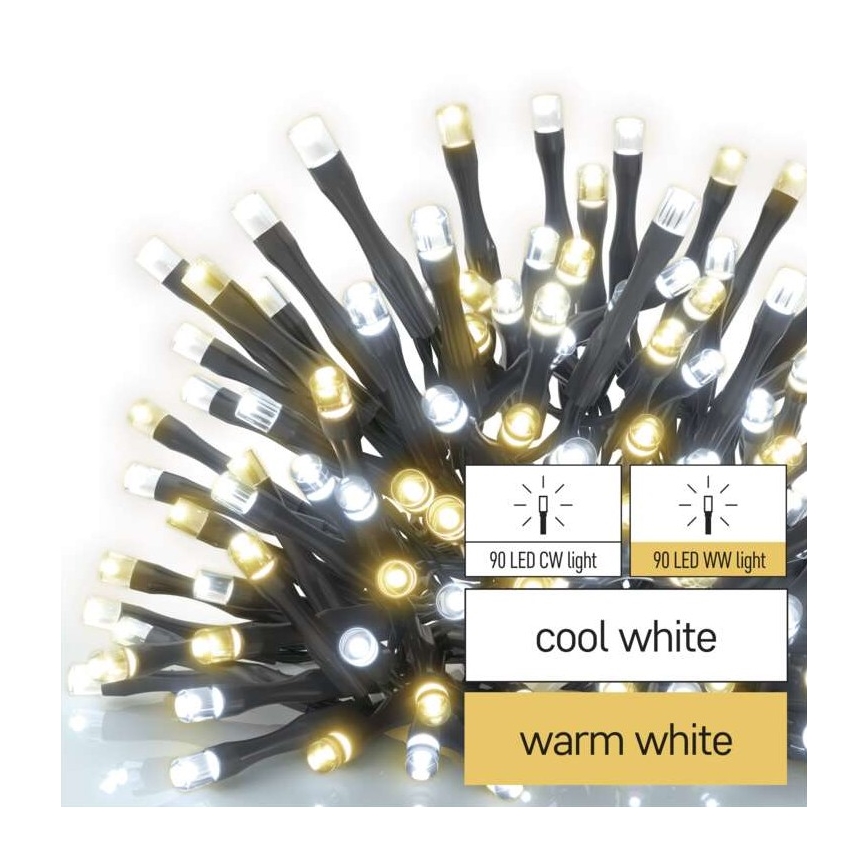 Corrente de Natal exterior LED 180xLED/23m IP44 branco quente/frio