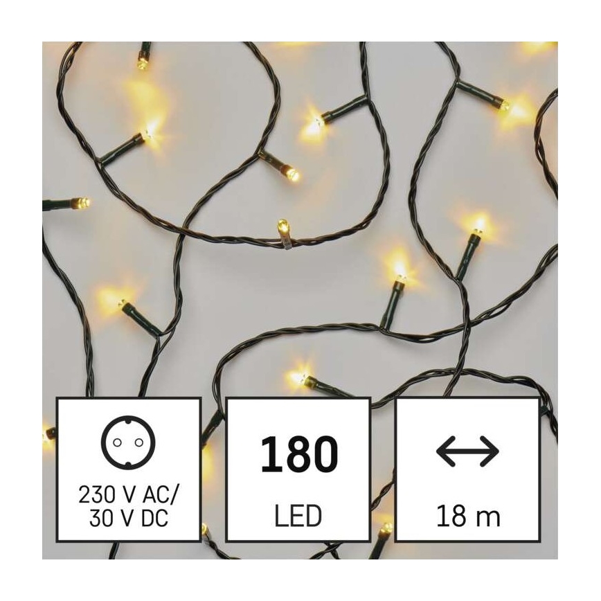 Corrente de Natal exterior LED 180xLED/8 modos 23m IP44 branco quente