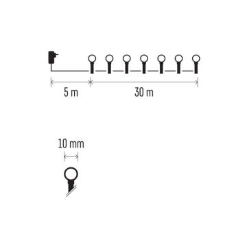 Corrente de Natal exterior LED 300xLED/35m IP44 branco quente