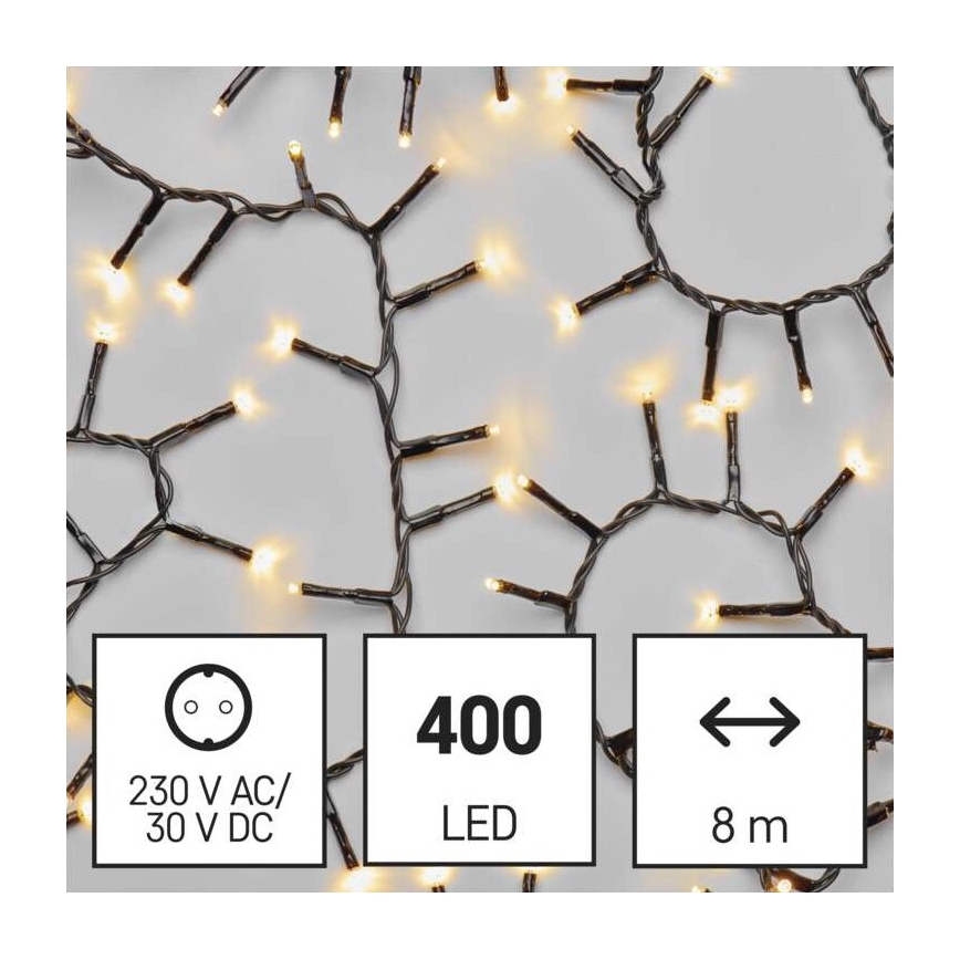 Corrente de Natal exterior LED 400xLED/13m IP44 branco quente