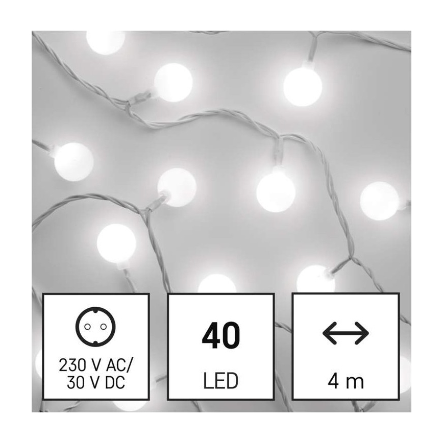 Corrente de Natal exterior LED 40xLED/9m IP44 branco frio