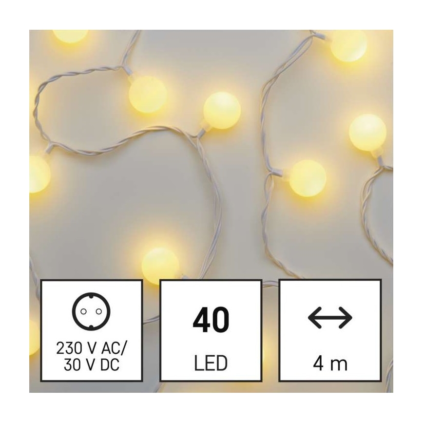 Corrente de Natal exterior LED 40xLED/9m IP44 branco quente