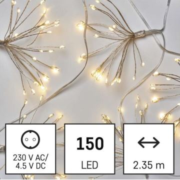 Corrente de Natal LED 150xLED/5,35m branco quente