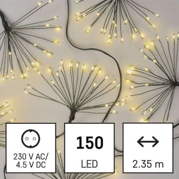 Corrente de Natal LED 150xLED/5,35m branco quente