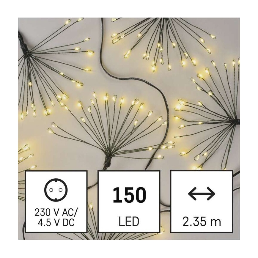 Corrente de Natal LED 150xLED/5,35m branco quente