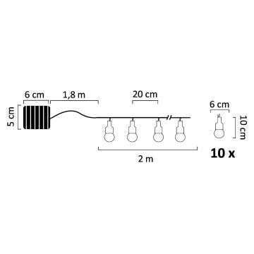 Corrente solar LED PASTEL 10xLED/1,2V IP44