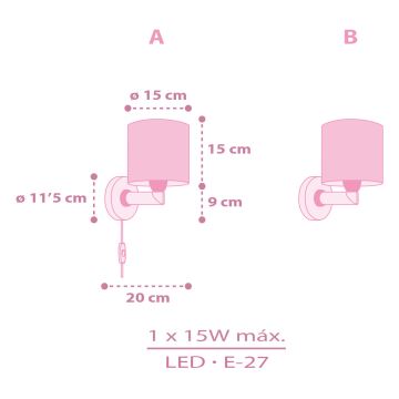 Dalber 42499 - Iluminação de parede para crianças FAIRY DREAMS 1xE27/15W/230V